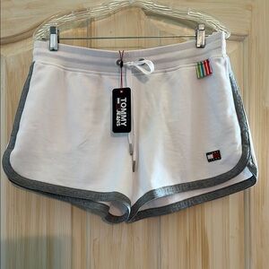 NEW Tommy Hilfiger White and Gray Athletic Shorts with Drawstring